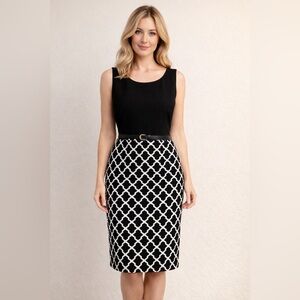 Kasper Black and White Sheath Dress